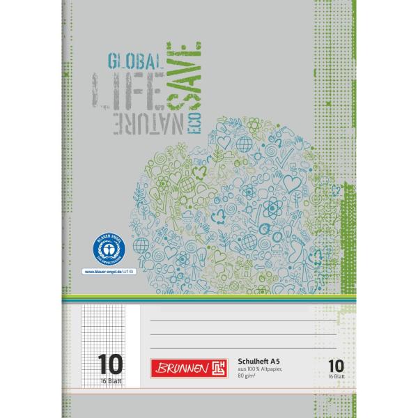 Brunnen Recycling Schulheft 16 Blatt A5 Lineatur 10