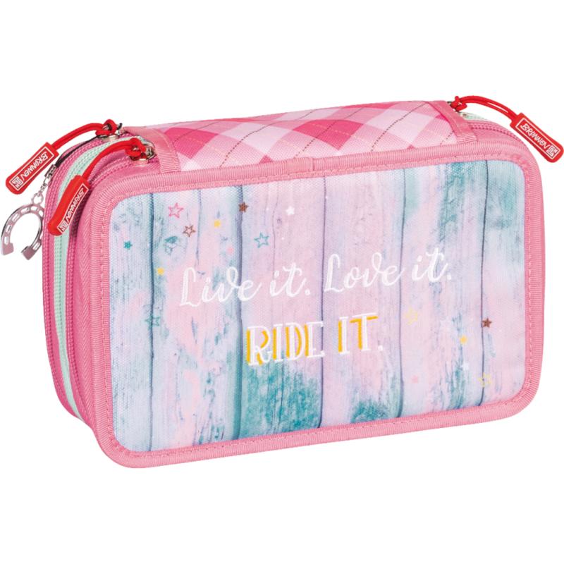 Brunnen Schüler-Etui 3 Reißverschlüsse Ponylove