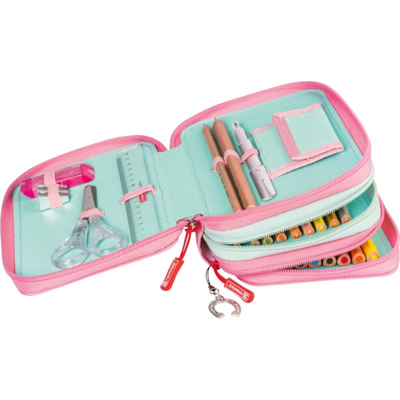 Brunnen Schüler-Etui 3 Reißverschlüsse Ponylove