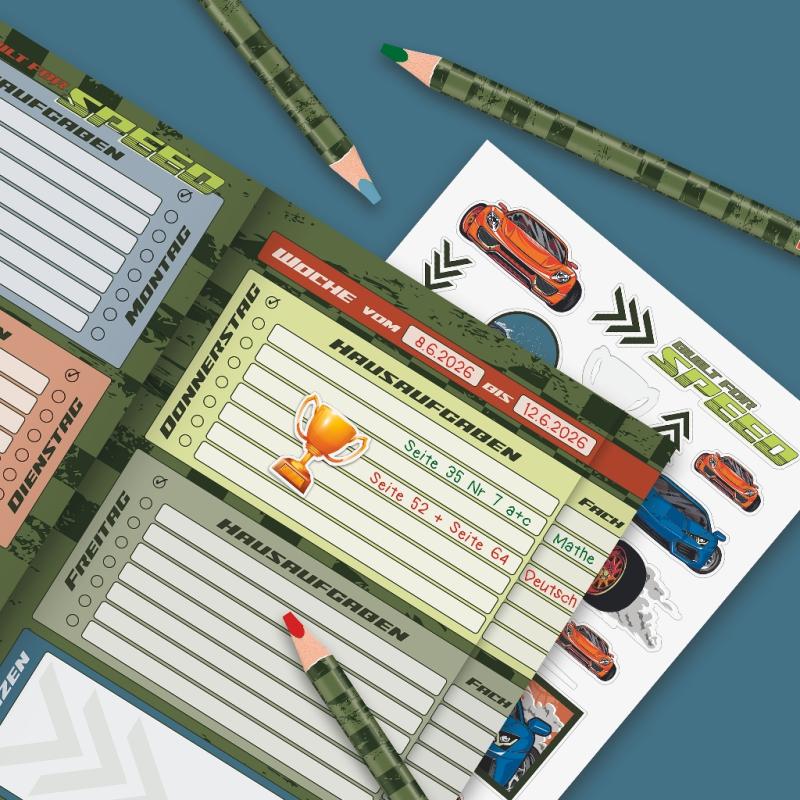 Brunnen Aufgabenheft A5 48 Blatt Fast Wheels