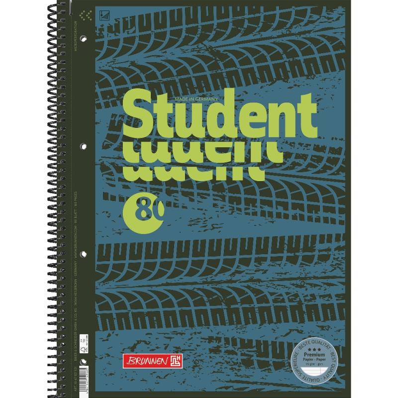 Brunnen Collegeblock A4 Student Premium 80 Blatt Lin.27 Fast Wheels