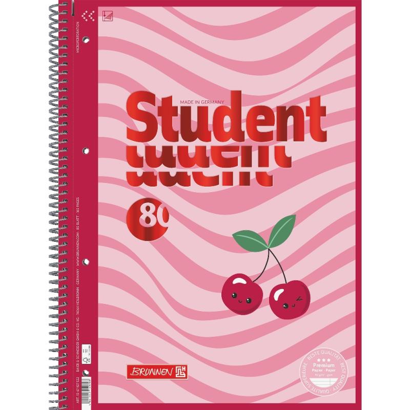 Brunnen Collegeblock A4 Student Premium 80 Blatt Lin.27 Fruity Love