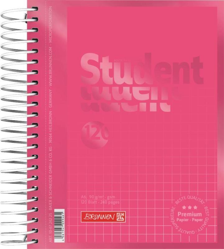 Brunnen Collegeblock A6 Student Premium 120 Blatt kariert Colour Code