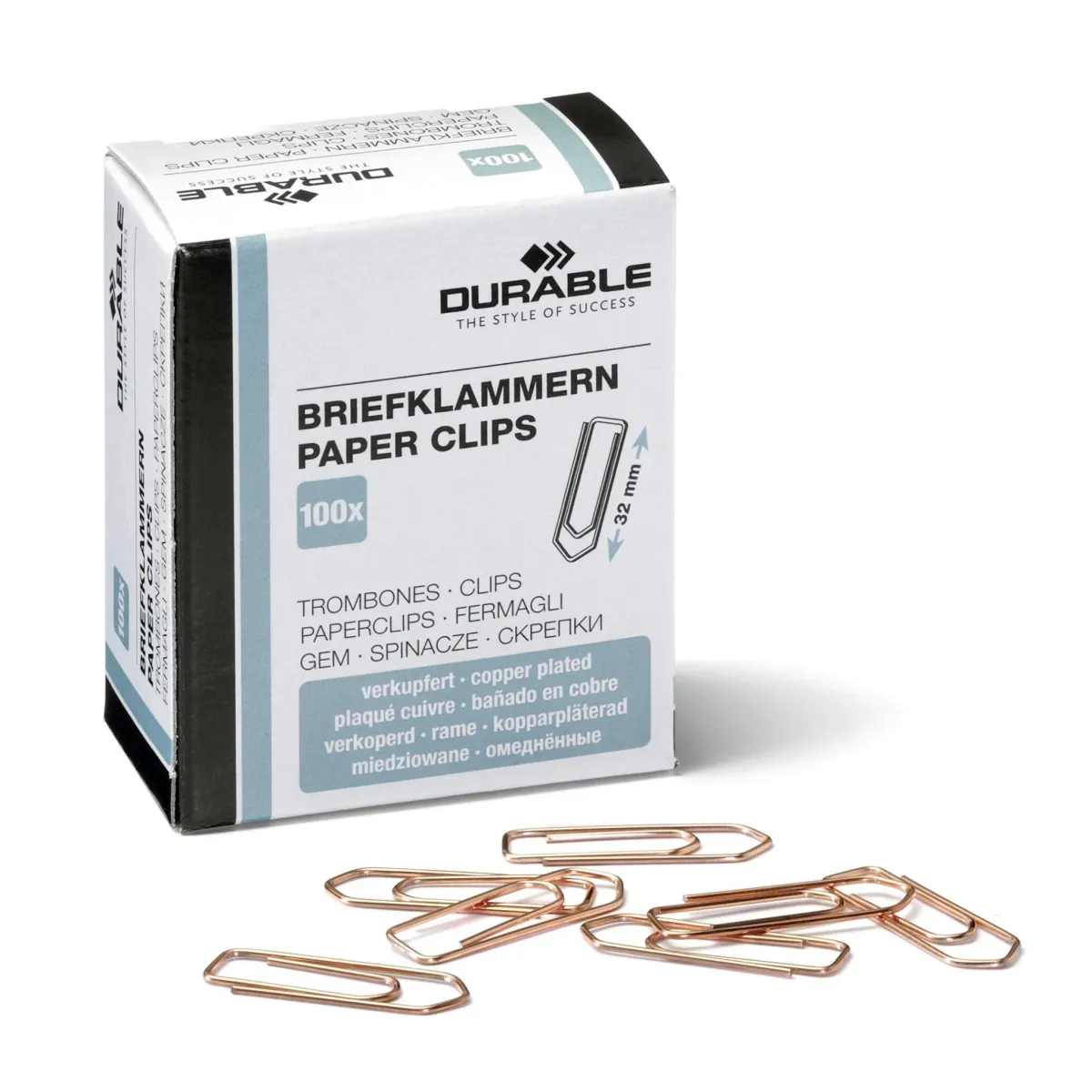 Durable Briefklammer 32mm 100 Stück verkupfert