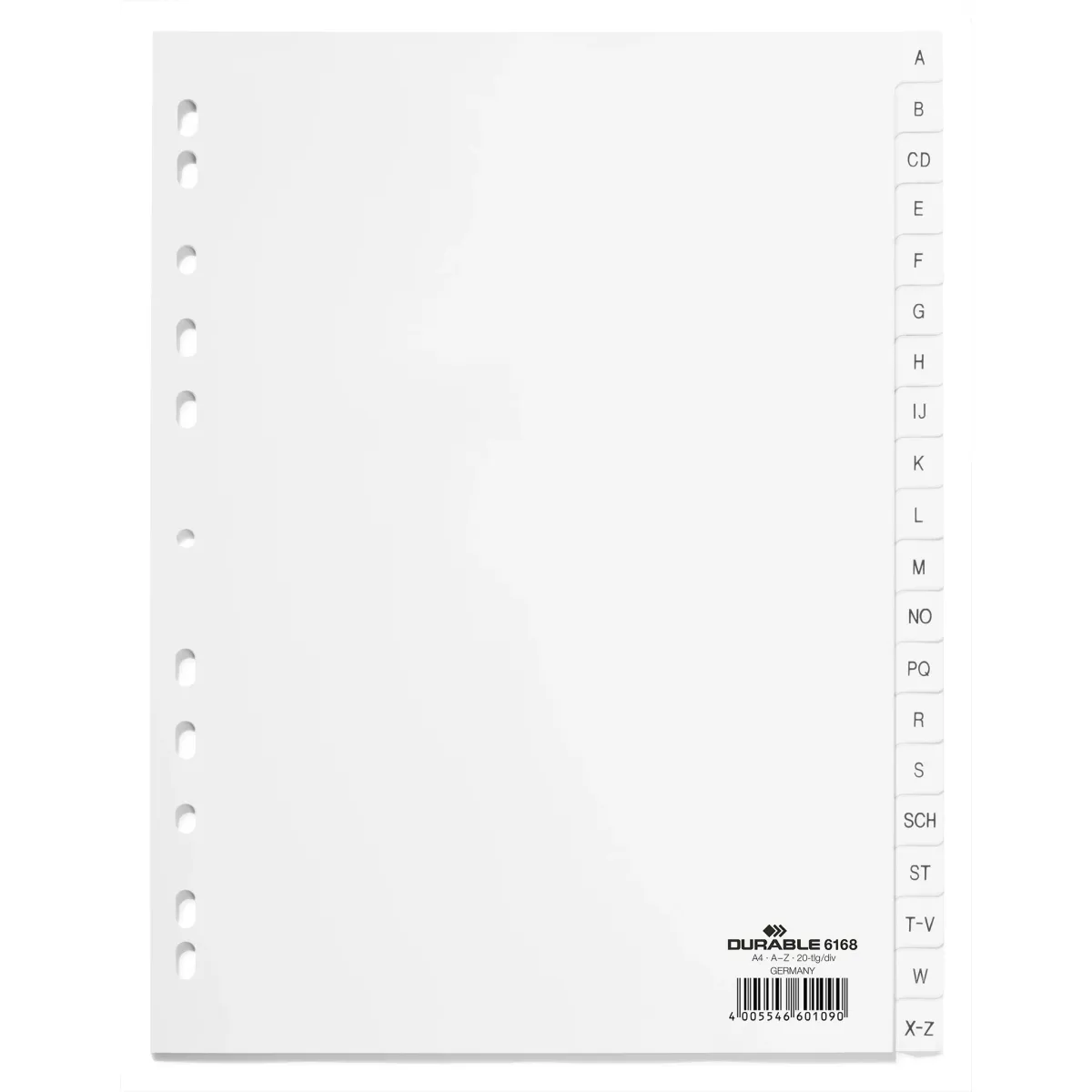 Durable Kunststoff-Register A4 PP 20-teilig A-Z weiß