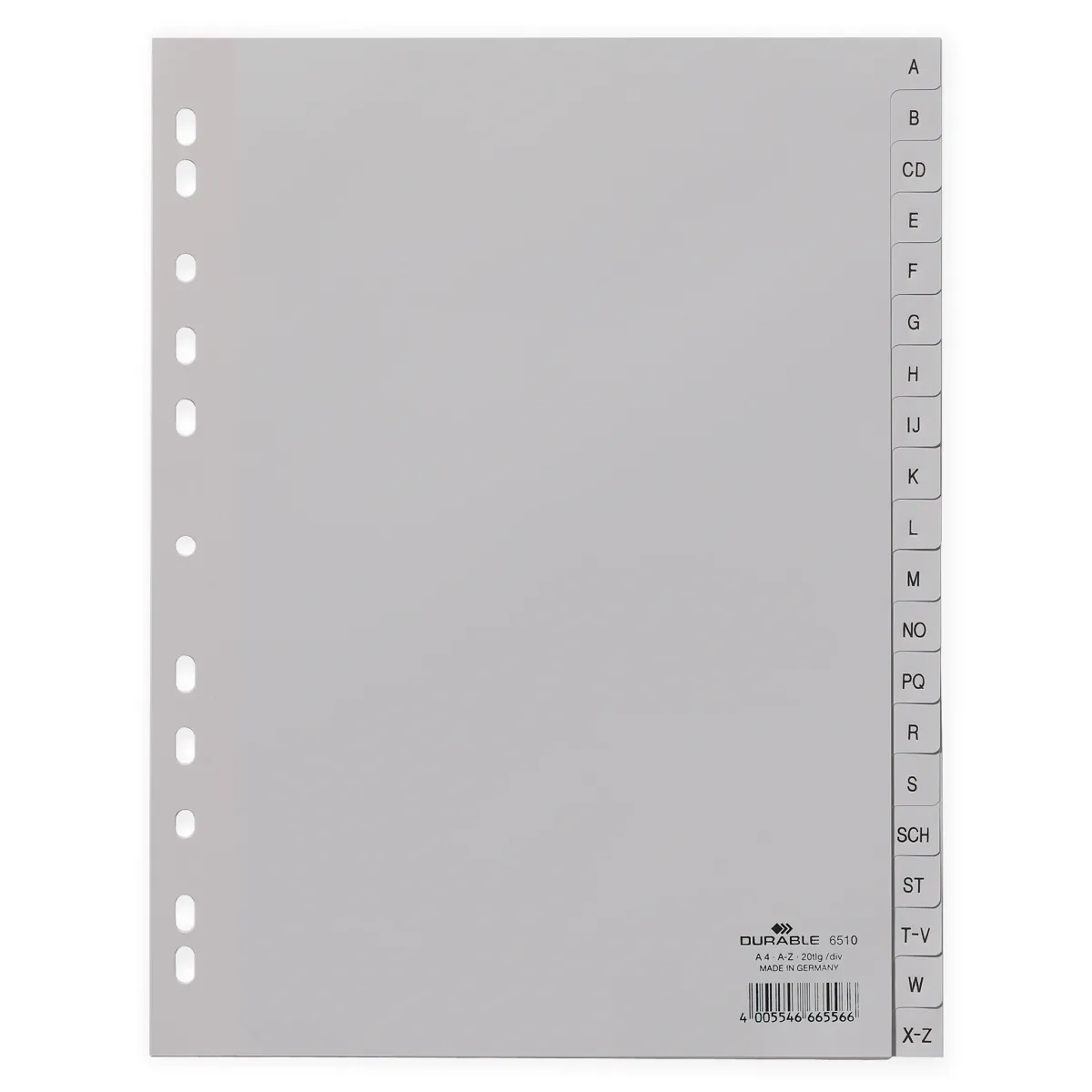 Durable Kunststoff-Register A4 PP 20-teilig A-Z grau