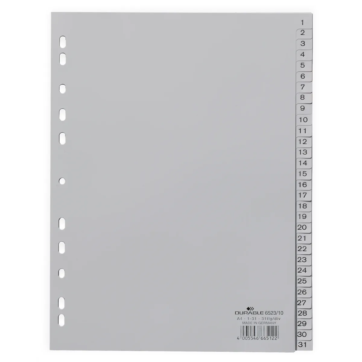 Durable Kunststoff-Register A4 PP 31-teilig 1-31 grau