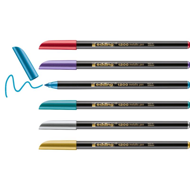 Edding 1200 Fasermaler metallic 6er Set Metallbox