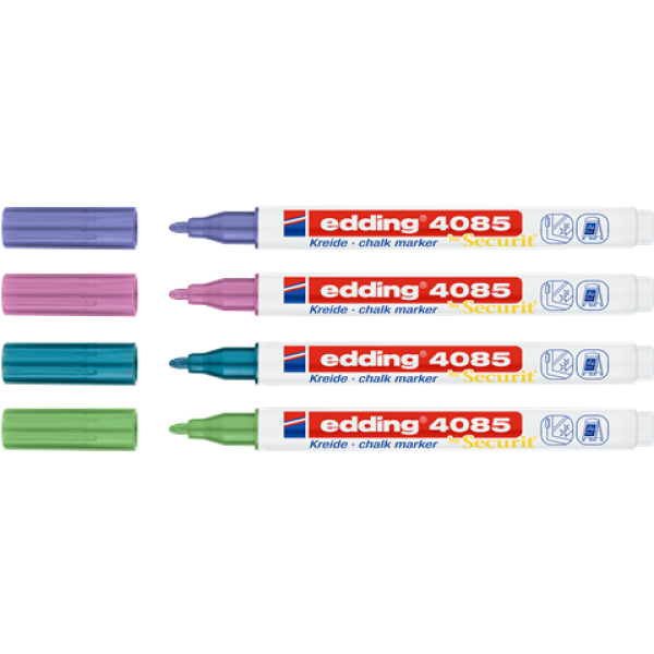 Edding 4085 Kreidemarker by Securit - 4er Blister metallic