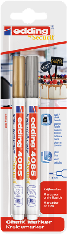 Edding 4085 Kreidemarker by Securit - 2er Blister gold+silber