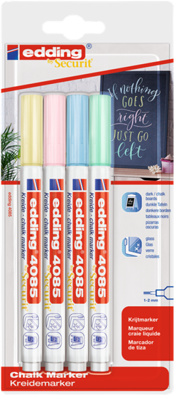 Edding 4085 Kreidemarker by Securit - 4er Blister pastell