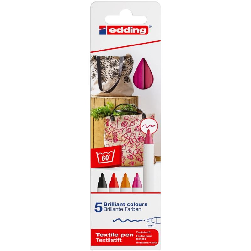 Edding 4600 Textilstift Warm-Set 5 Farben