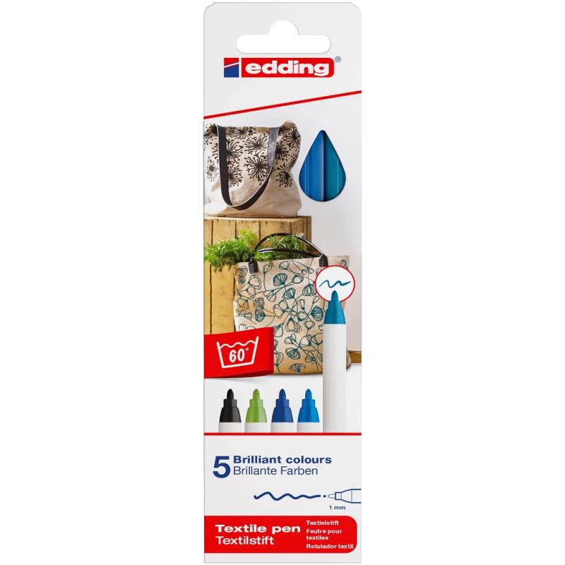 Edding 4600 Textilstift Cold-Set 5 Farben
