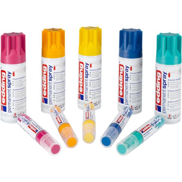 Edding 5000 Acrylmarker breit 5 Stück Set abstrakt