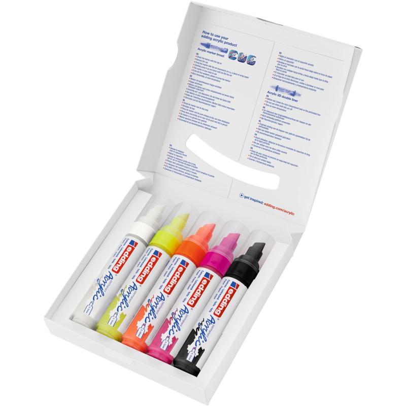 Edding 5000 Acrylmarker breit 5 Stück Set neon