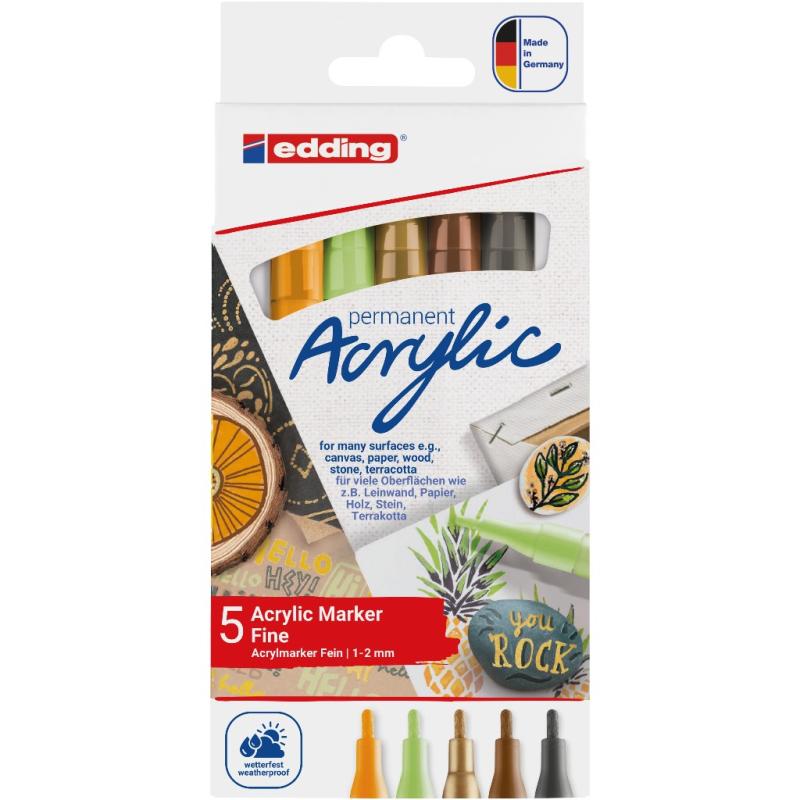 Edding 5300 Acrylmarker fein 5 Stück Natur-Set