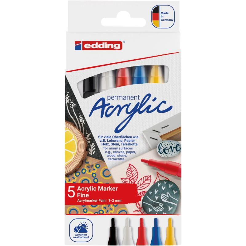 Edding 5300 Acrylmarker fein 5 Stück Basic-Set