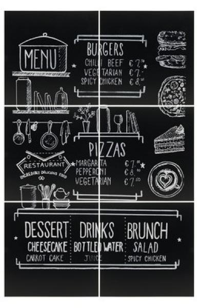 Securit Kreidetafel XXL 6er Set Silhouette rechteckig schwarz je 40x40cm
