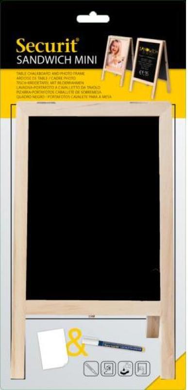 Securit Mini-Kundenstopper Kreidetafel schwarz 24,4x15cm inkl. weißem Kreidemarker