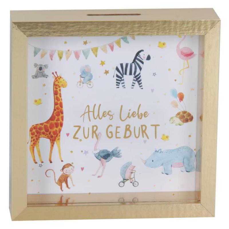 EigenArt Spardose mit Glasfront - Zur Geburt