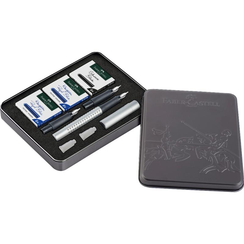 Faber-Castell Füllhalter Grip 2011 Kalligrafie Set silber