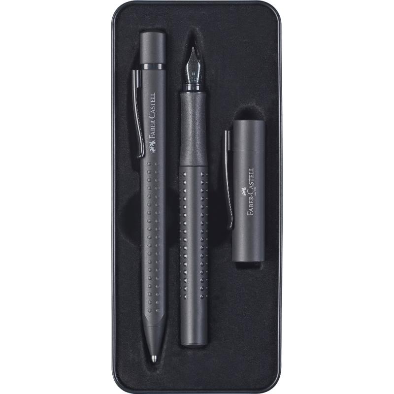Faber-Castell Grip Edition Füllhalter M + Kugelschreiber XB Geschenkset all black