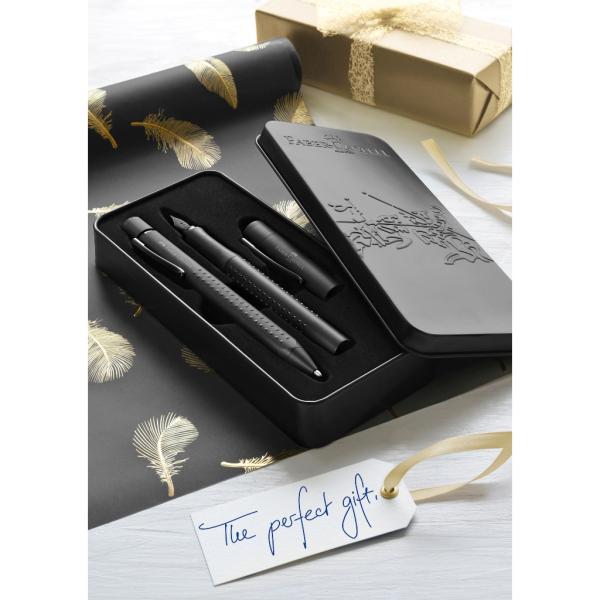 Faber-Castell Grip Edition Füllhalter M + Kugelschreiber XB Geschenkset all black
