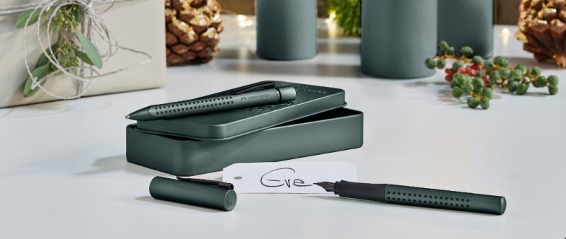 Faber-Castell Grip Edition Füllhalter M + Kugelschreiber XB Geschenkset anthrazit