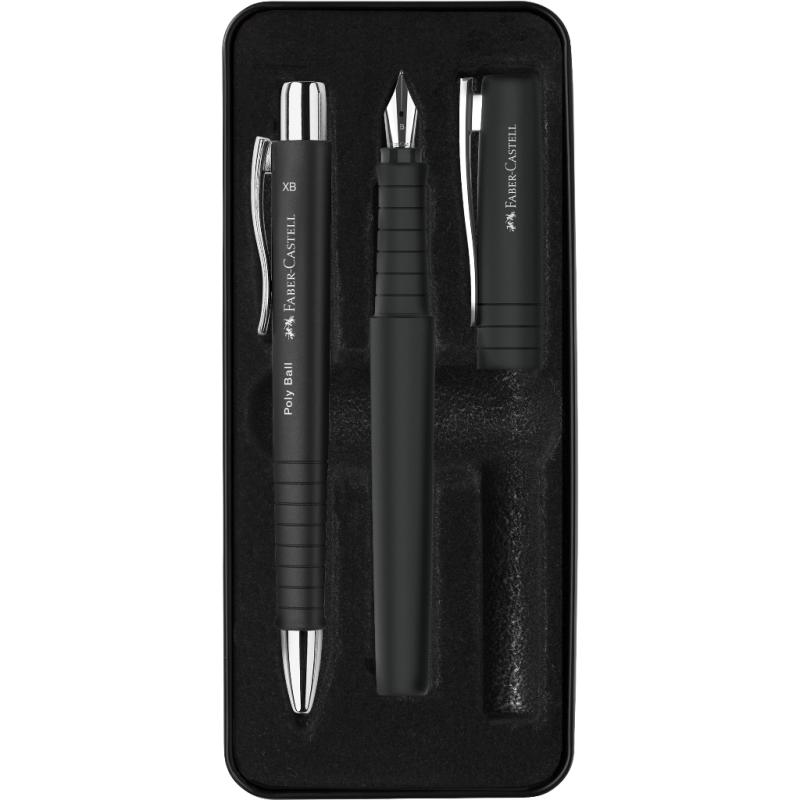 Faber-Castell Füllhalter Poly Pen B + Kugelschreiber Poly Ball XB Set schwarz
