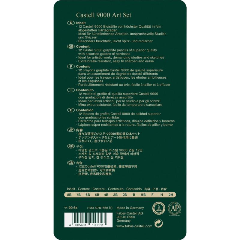 Faber-Castell Bleistift Castell 9000 Art Set 12er Metalletui