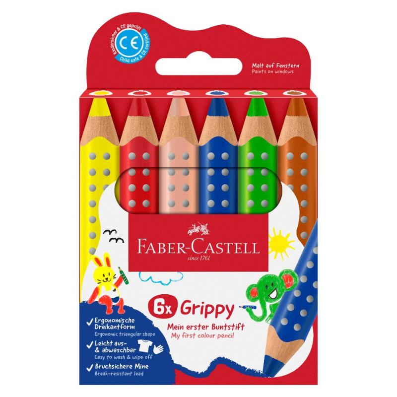 Faber-Castell Buntstifte Grippy 6 Stück Kartonetui