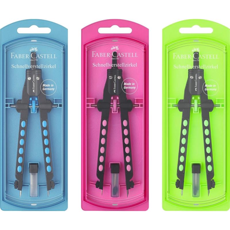 Faber-Castell Schnellverstellzirkel Factory neon 3-farbig sortiert