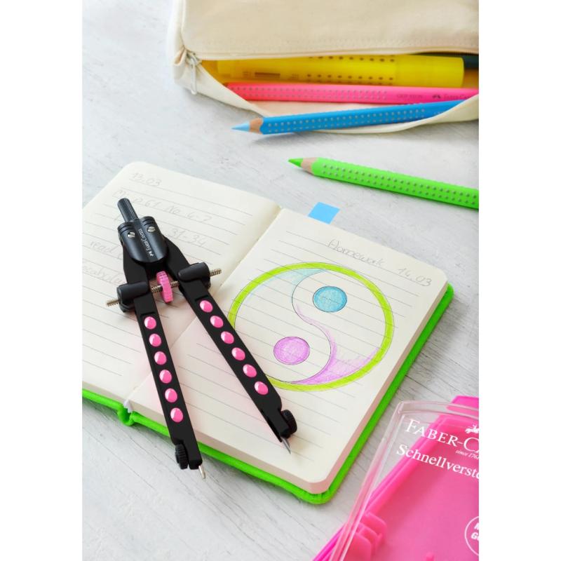 Faber-Castell Schnellverstellzirkel Factory neon 3-farbig sortiert