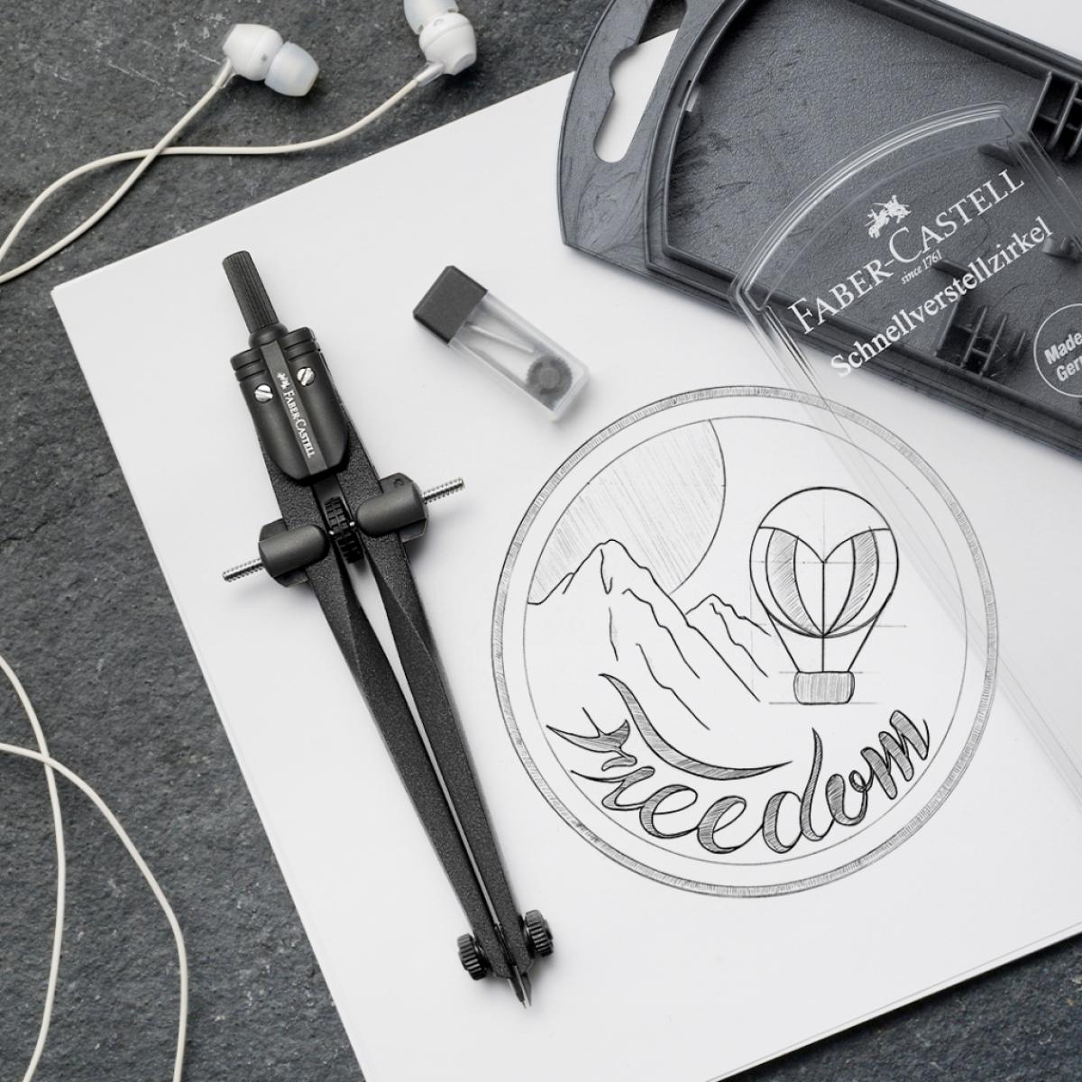 Faber-Castell Schnellverstellzirkel Stream black stone