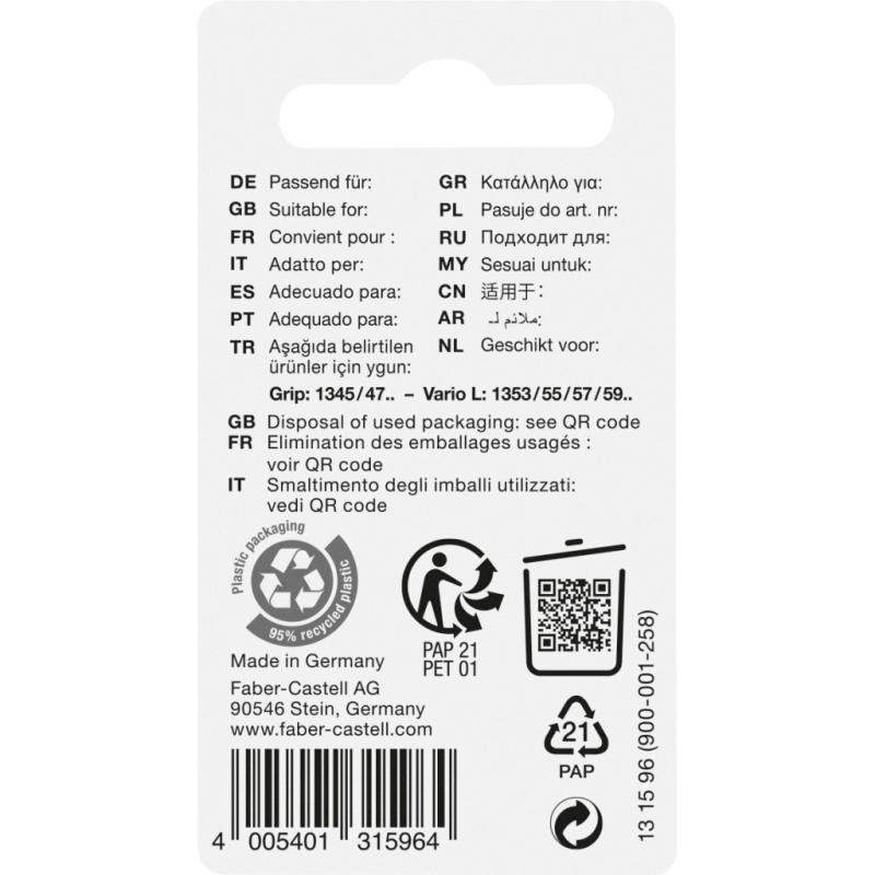 Faber-Castell 3 Ersatzradierer für Druckbleistift Grip 1345/1347, Vario L, TK-Fine