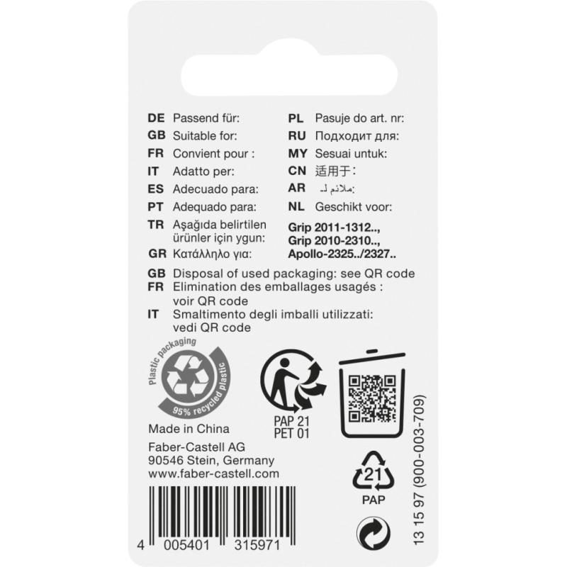 Faber-Castell 3 Ersatzradierer für Druckbleistift Grip 2010/2011