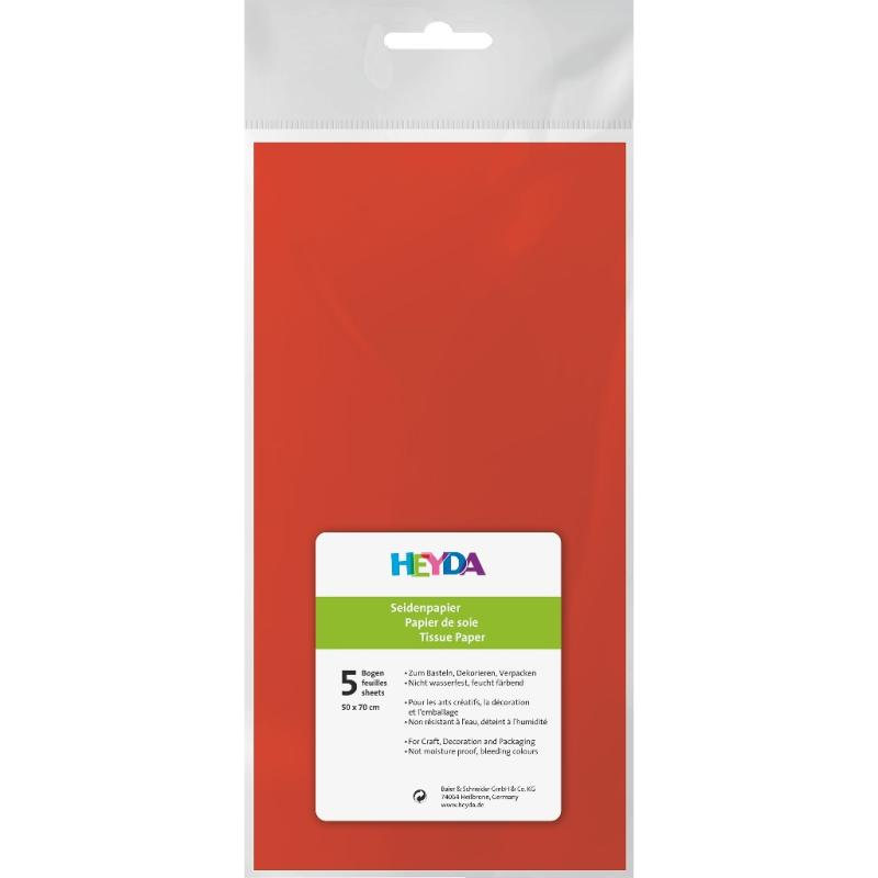 Heyda Seidenpapier 5 Blatt 50x70cm 20g/m² hellrot