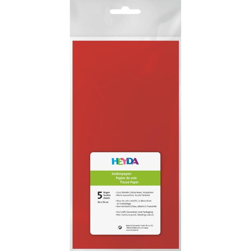Heyda Seidenpapier 5 Blatt 50x70cm 20g/m² mittelrot