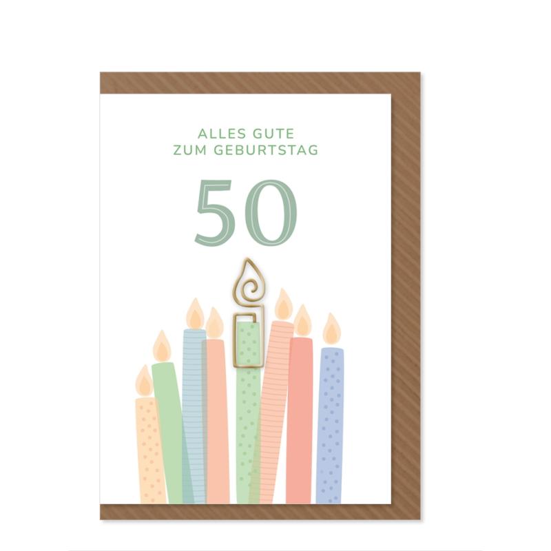 Komma³ Grußkarte Clip Card Alles gute zum 50. Geburtstag