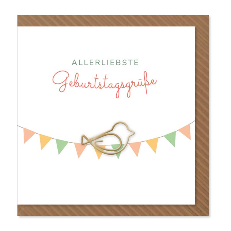Komma³ Grußkarte Clip Card Square Allerliebste Geburtstagsgrüße