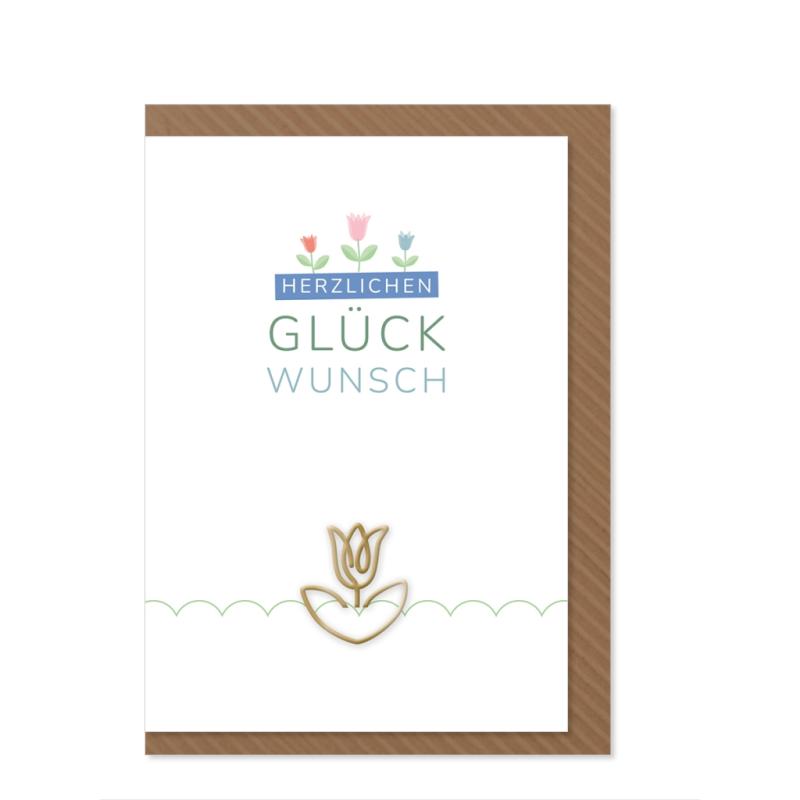 Komma³ Grußkarte Clip Card Herzlichen Glückwunsch