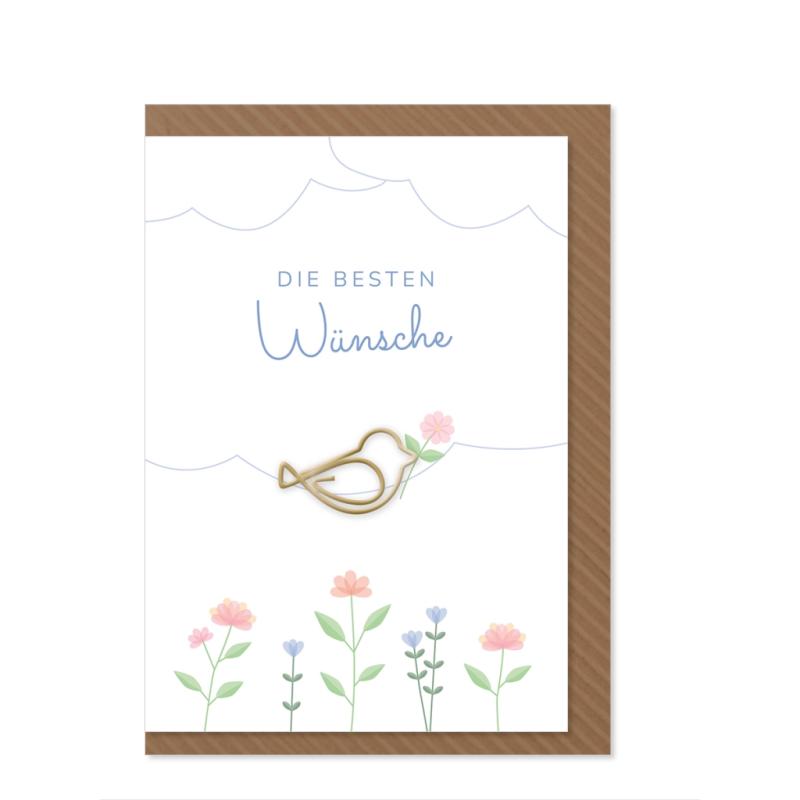 Komma³ Grußkarte Clip Card Die besten Wünsche