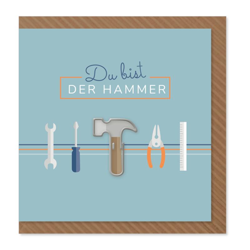 Komma³ Grußkarte Clip Card Square Du bist der Hammer