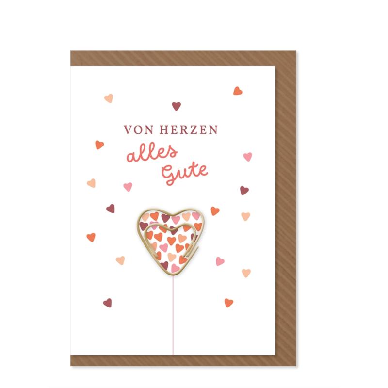 Komma³ Grußkarte Clip Card Von Herzen alles Gute