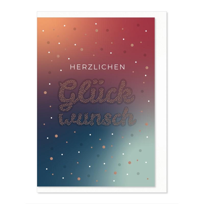 Komma³ Grußkarte Good Luck Herzlichen Glückwunsch