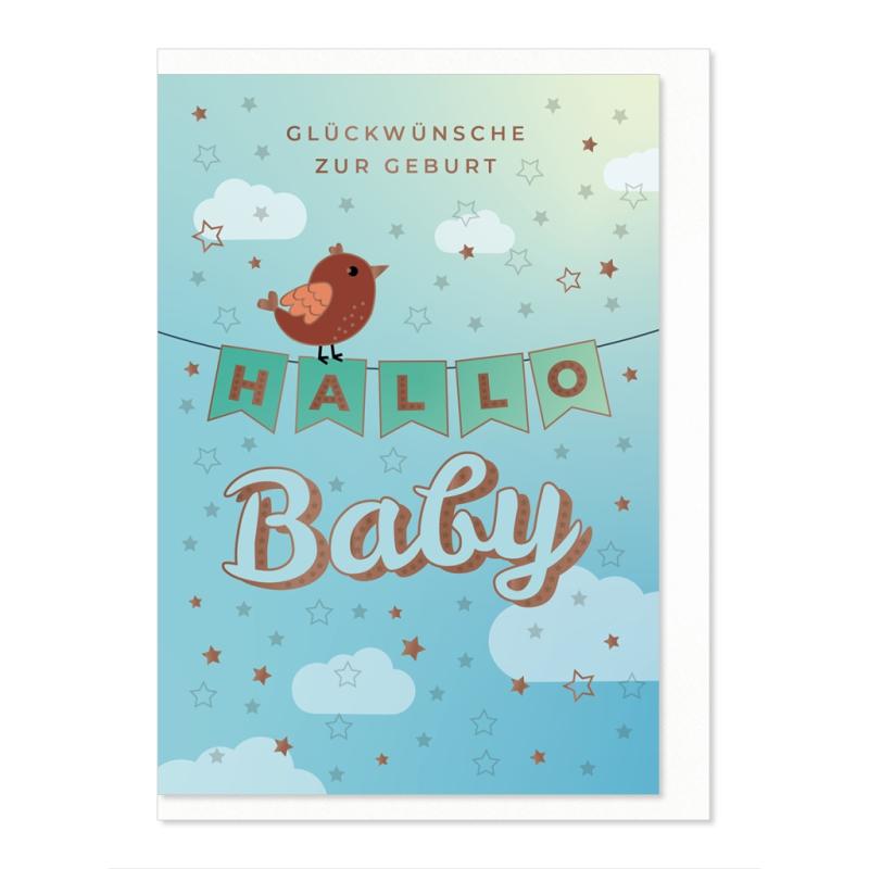 Komma³ Grußkarte Good Luck Glückwünsche zur Geburt