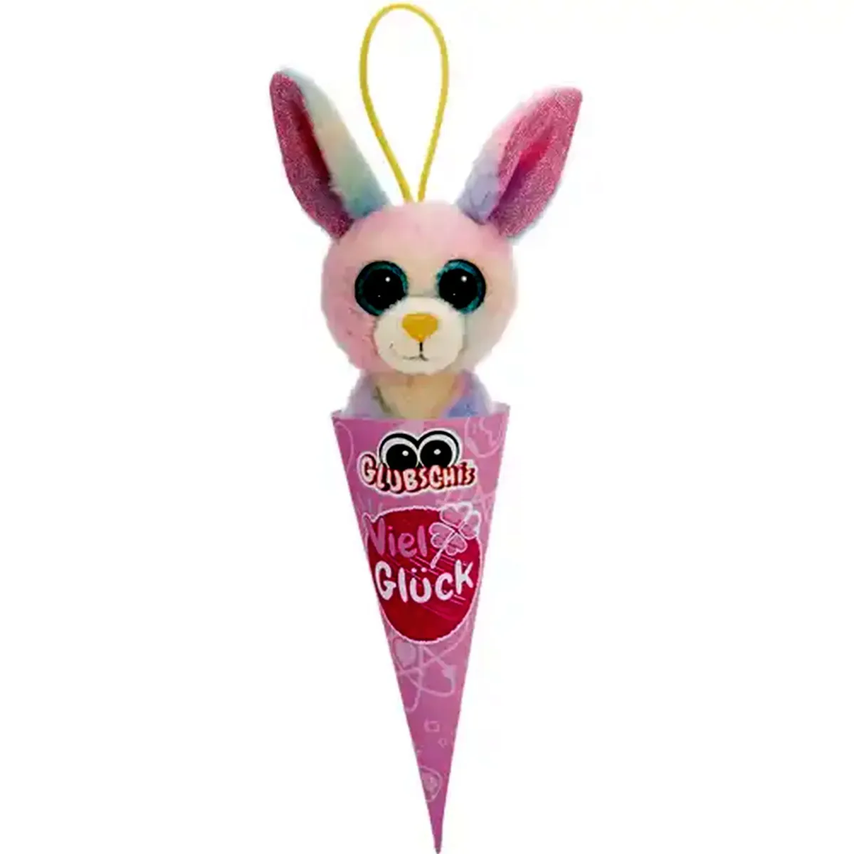 Nici Glubschis Kuscheltier-Schlüsselanhänger mit Loop in Schultüte Hase Rainbow Candy