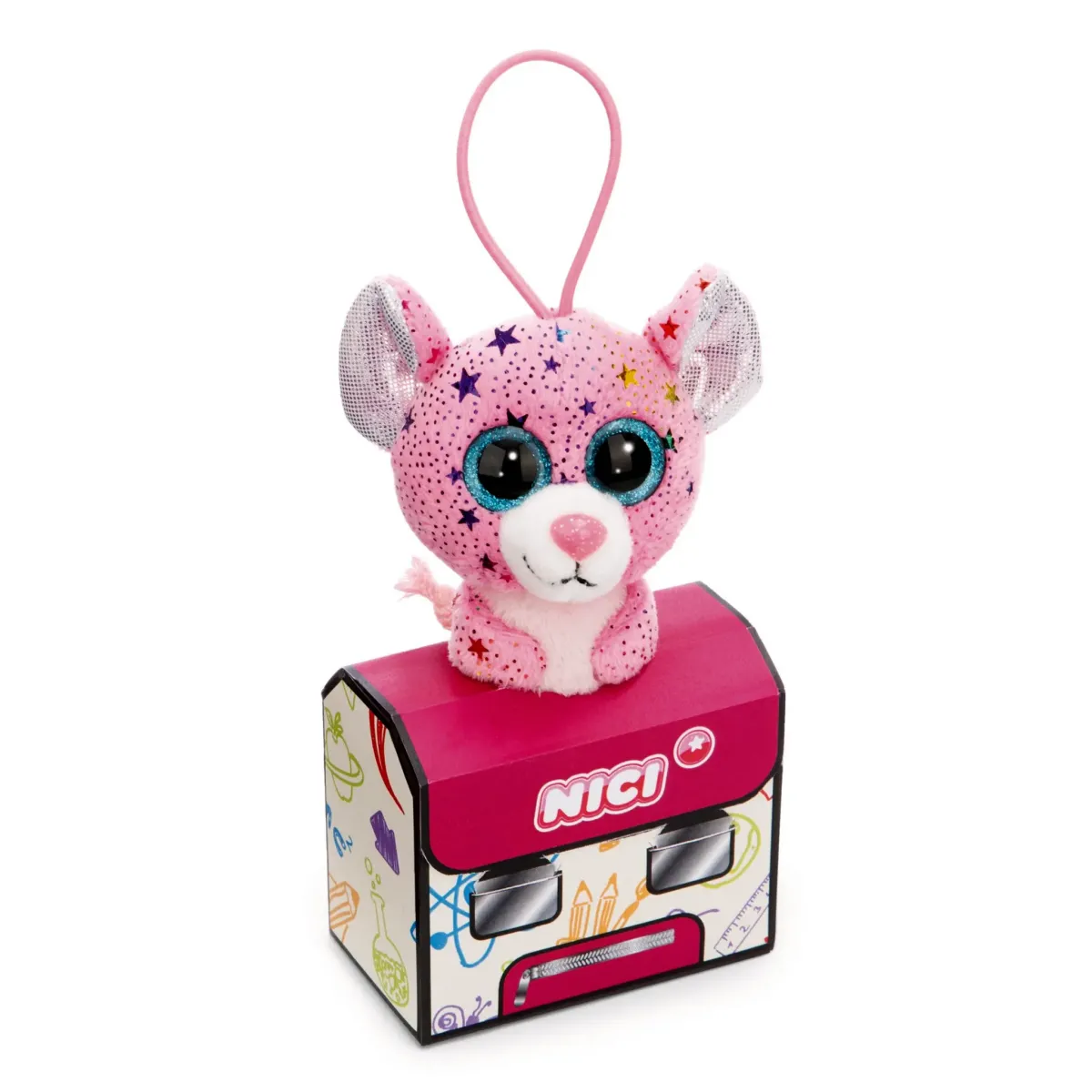 Nici Glubschis 9cm Kuscheltier-Schlüsselanhänger mit Loop in Schulranzen-Box Maus Miss Mausie