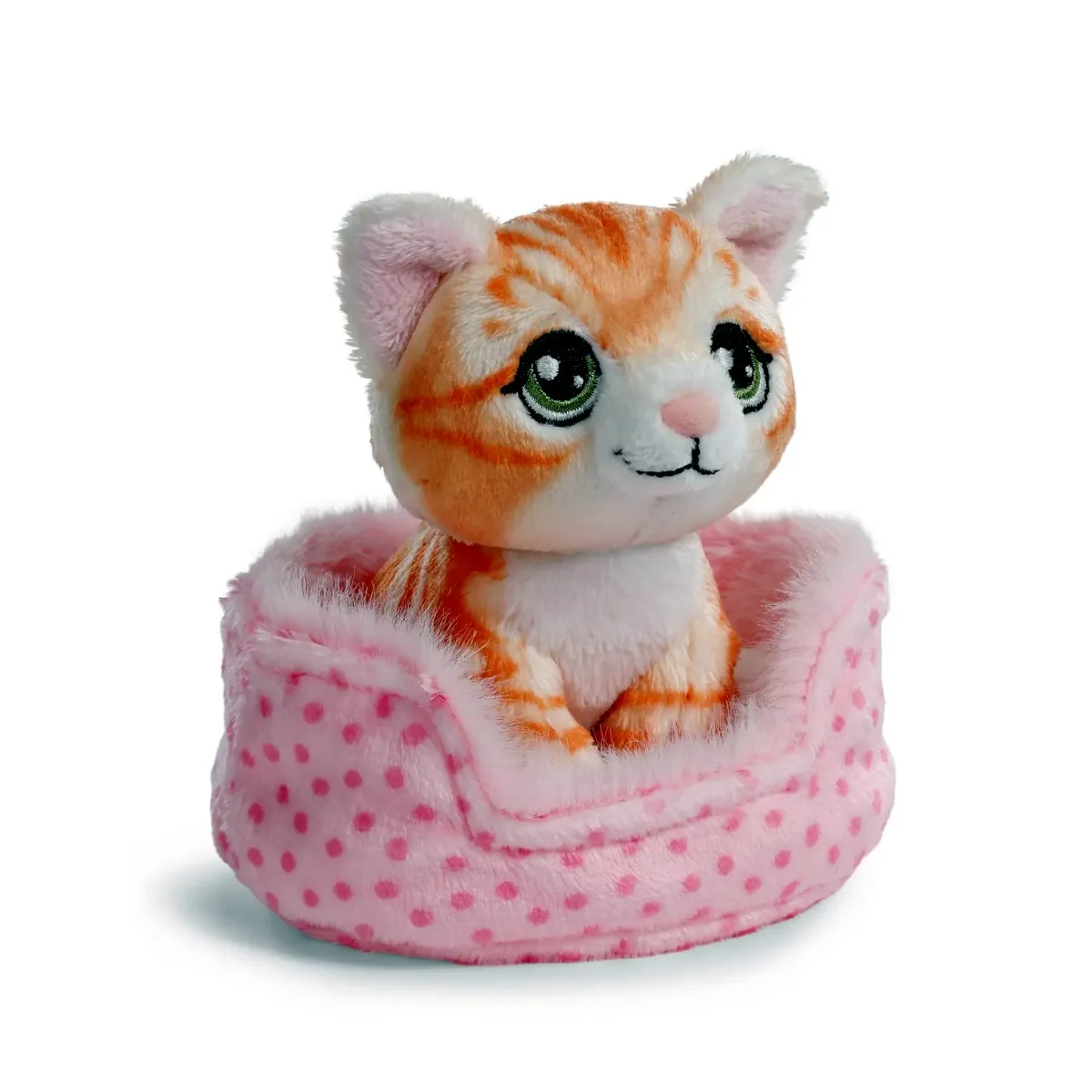 Nici Little Paws Katze rot getigert ca.12cm rosa Körbchen