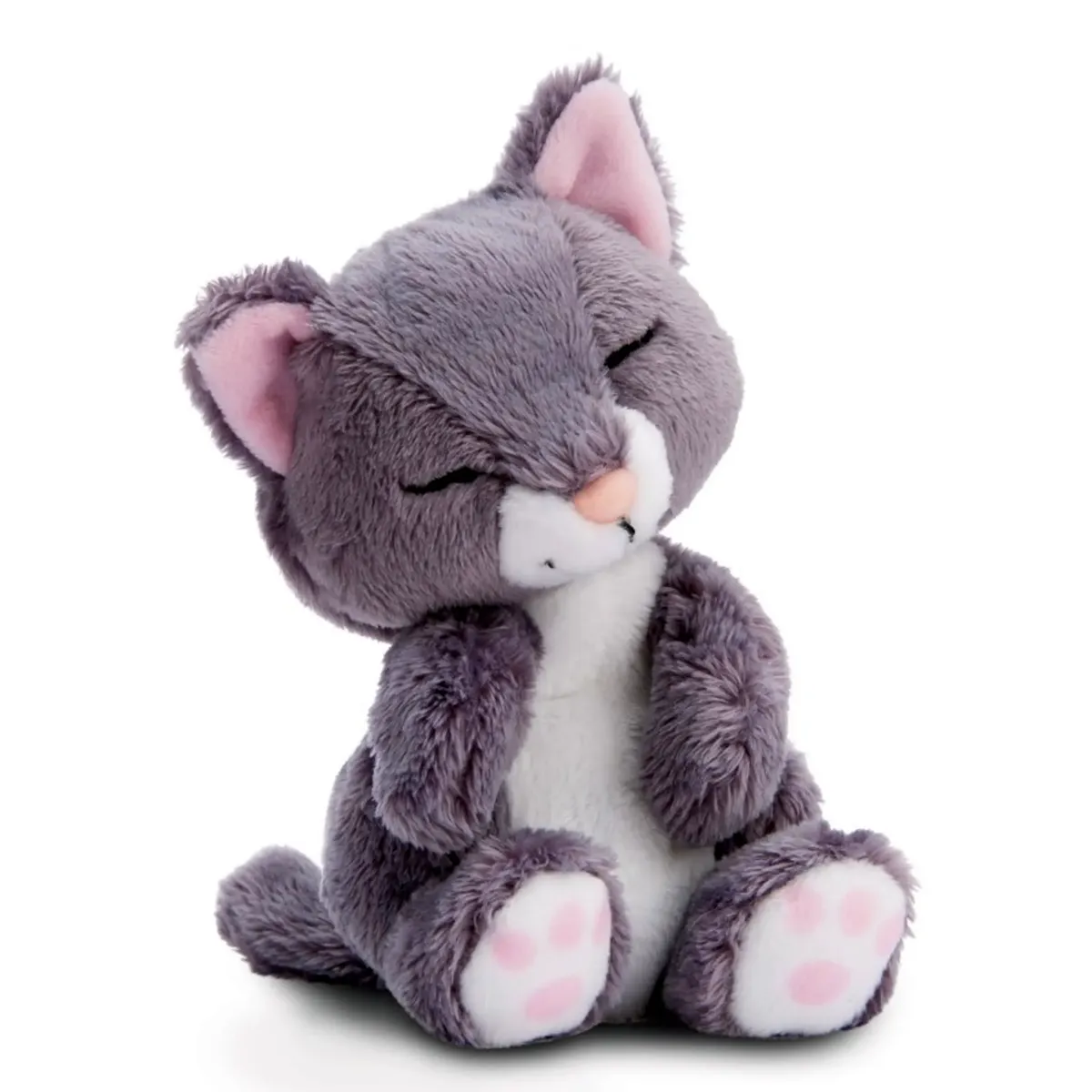 Nici Sleeping Pets Katze grau ca.12cm pinkes Körbchen